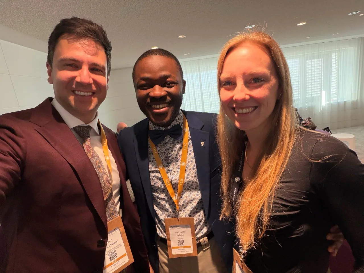 Oxford University, UK research collaborators Associate Professor Adam Lewandowski and Principal Investigator Dr Winok Lapidaire with Professor Agbaje at the European Society of Cardiology Congress in Munich, Germany, August 2026
