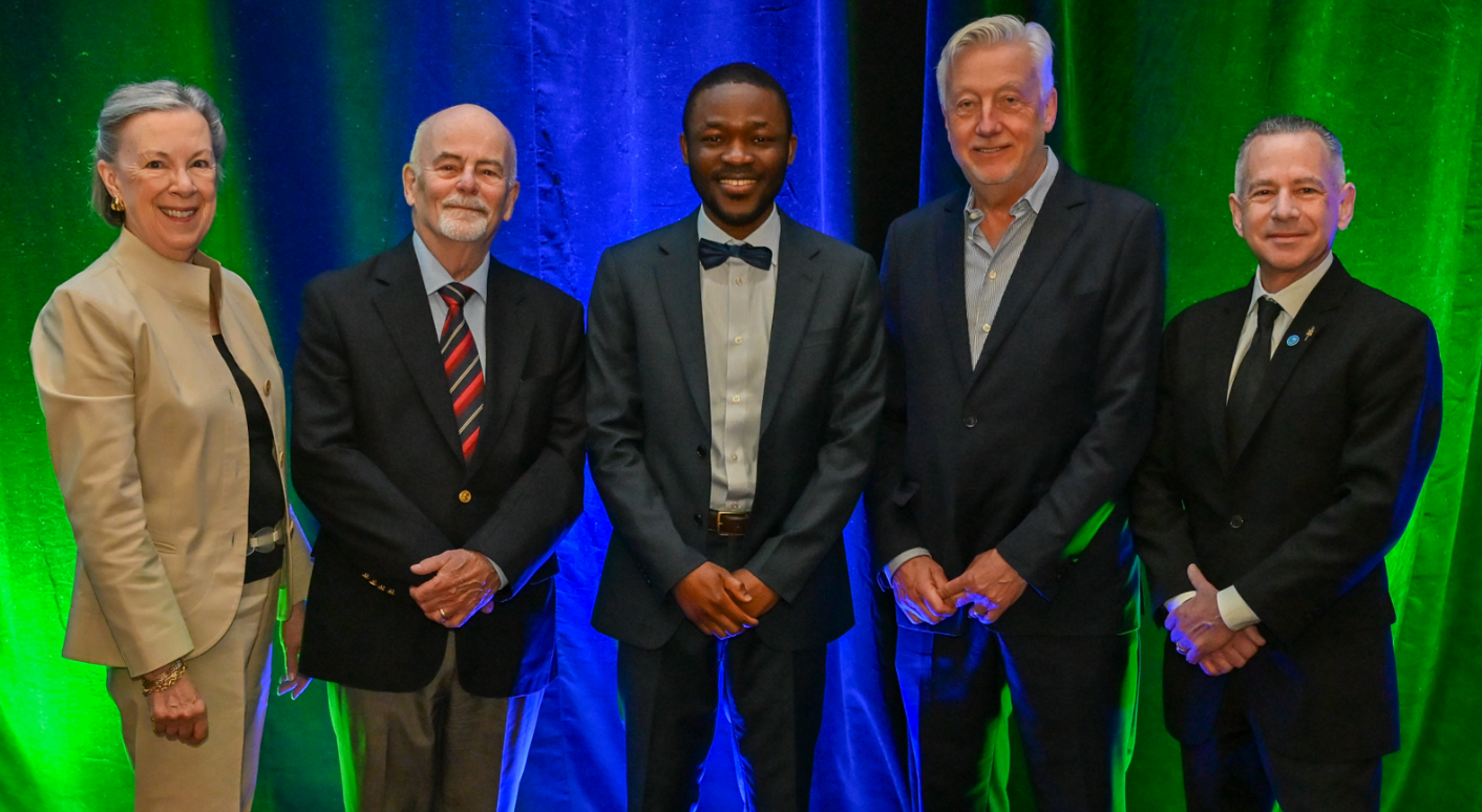 Prof. Andrew Agbaje with the American Society for Nutrition Foundation Executive and Profs David Allison and Arne Astrup in Orlando, Florida, US, June 2025.