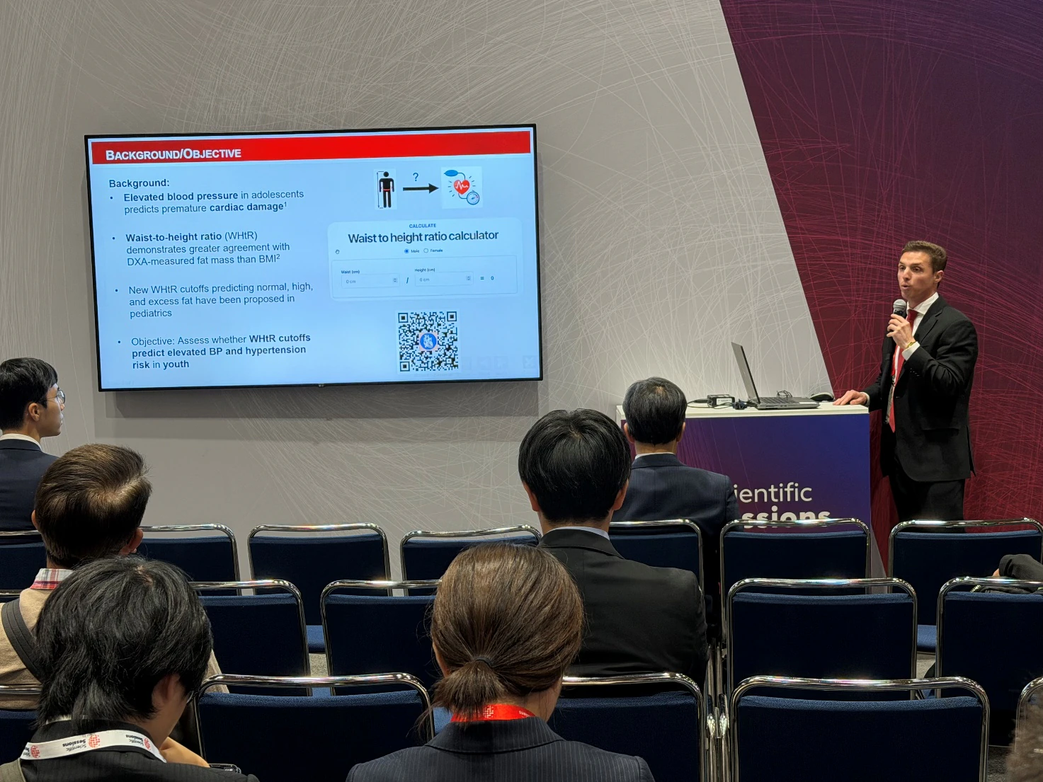 Dr. Douglas Corsi, presenting an abstract at the American Heart Association Scientific Sessions in New Orleans, US, November 2025.